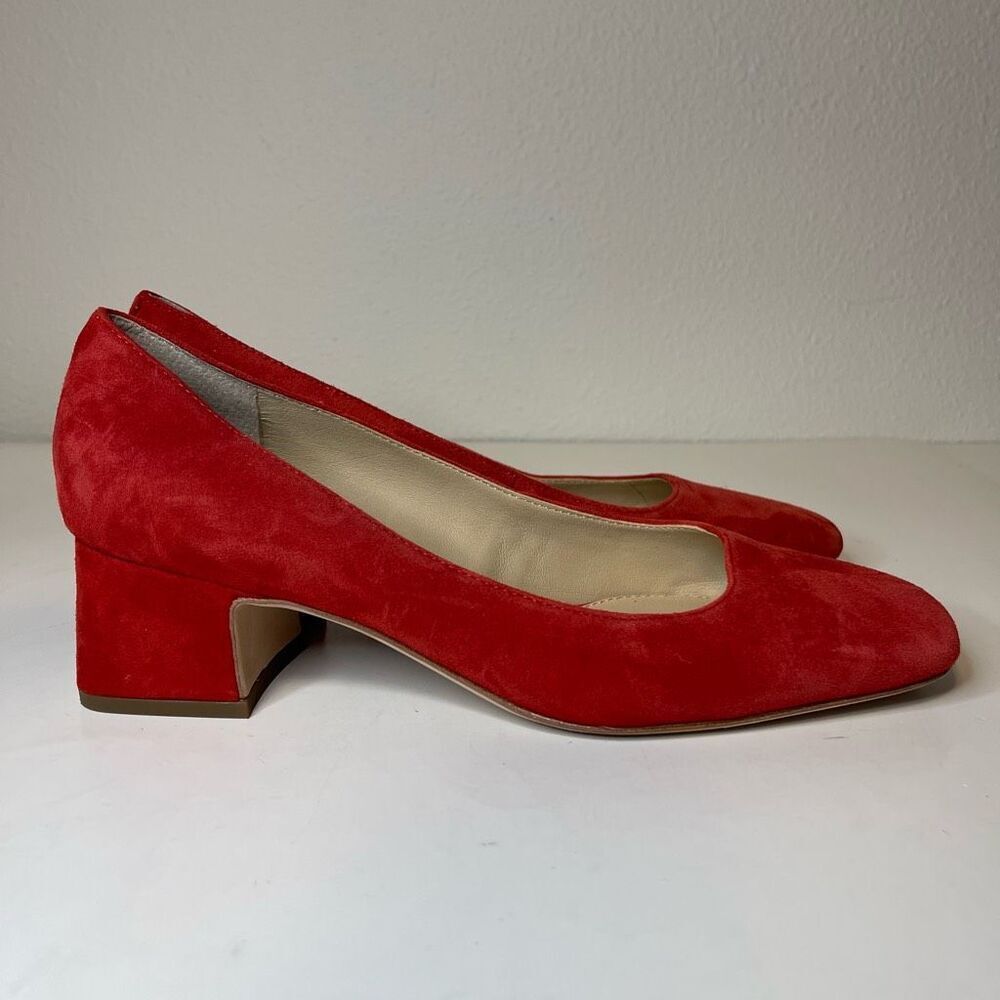 J McLaughlin Charlene Red Suede Square Toe Pumps Size 7.5